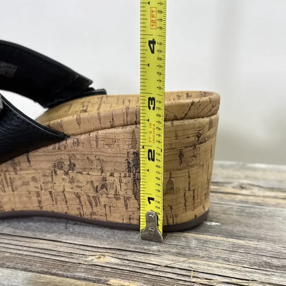 VIONIC Pepper Platform Wedge Sandals- Wide Strap/Black/Open Toe -Wmns Sz 9 Chrty